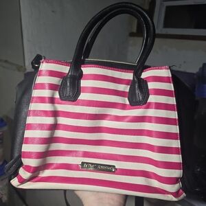 Betsey Johnson Pink And White Striped Purse